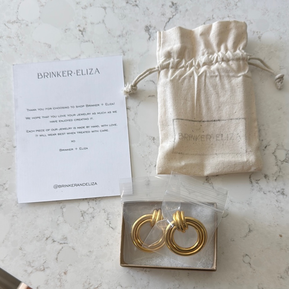 NWT Brinker + Eliza Gold Double Hoops